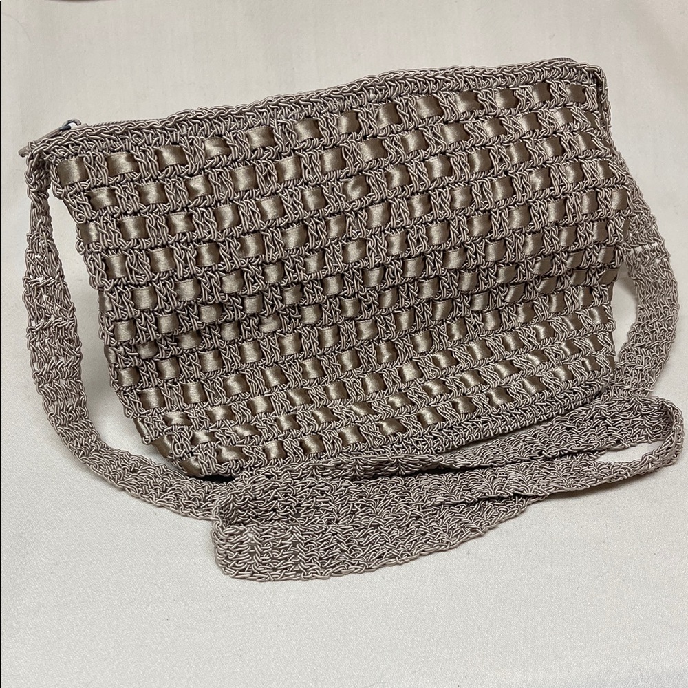 Taupe Crochet Crossbody Bag